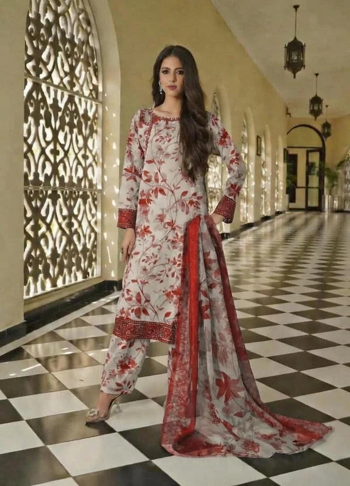 Aneela's Ethereal Floral Embroidered Lawn 3 Piece Unstitched