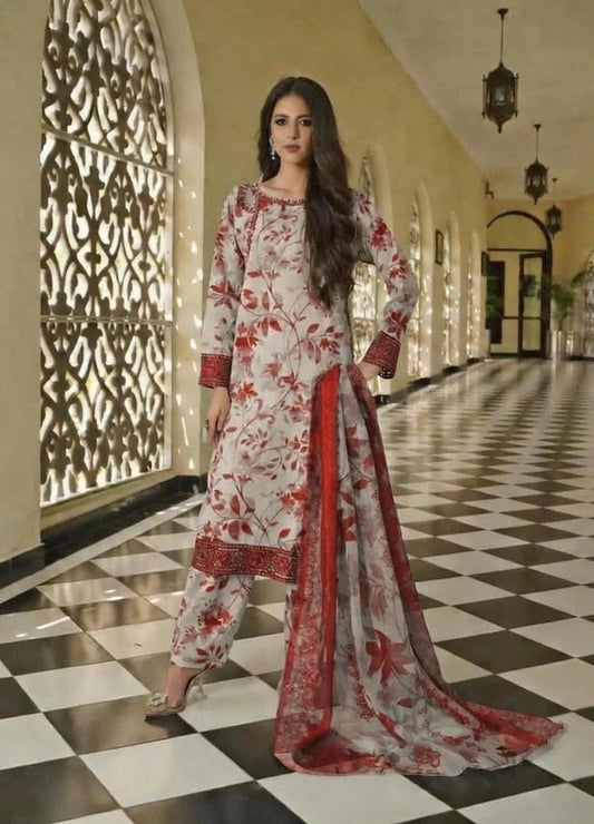 Aneela's Ethereal Floral Embroidered Lawn 3 Piece Unstitched