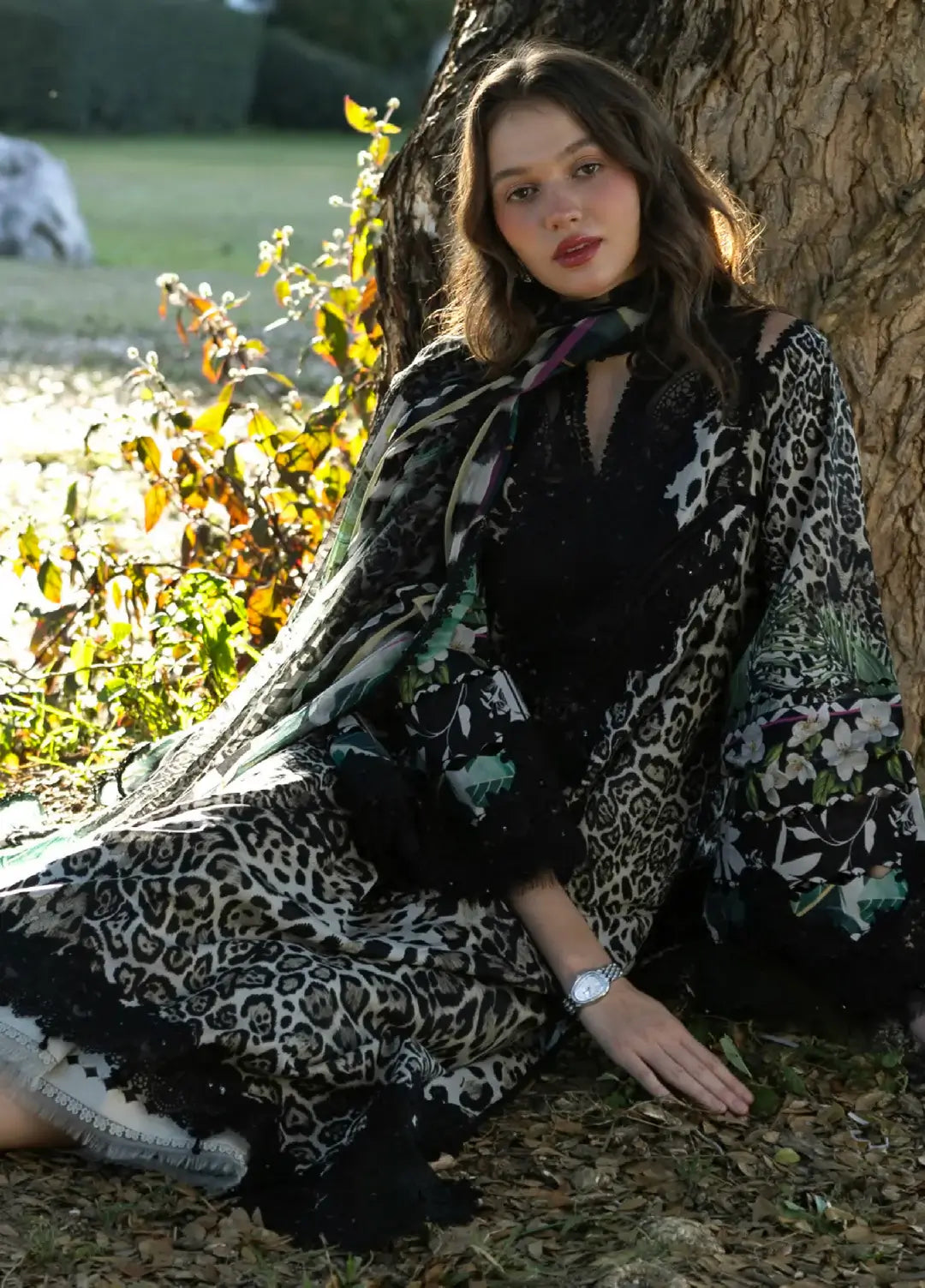 Elaf -3 Piece Unstitched Embroidered Lawn Suit ( Printed Lawn Dupatta )
