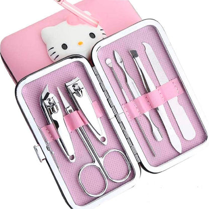 Premium Stainless Steel 7-in-1 Pink Manicure & Pedicure Grooming Kit