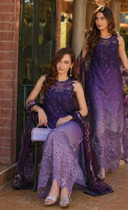 Noor By Sadia Purple Tie N Die Printed 3 Piece Unstitched Lawn