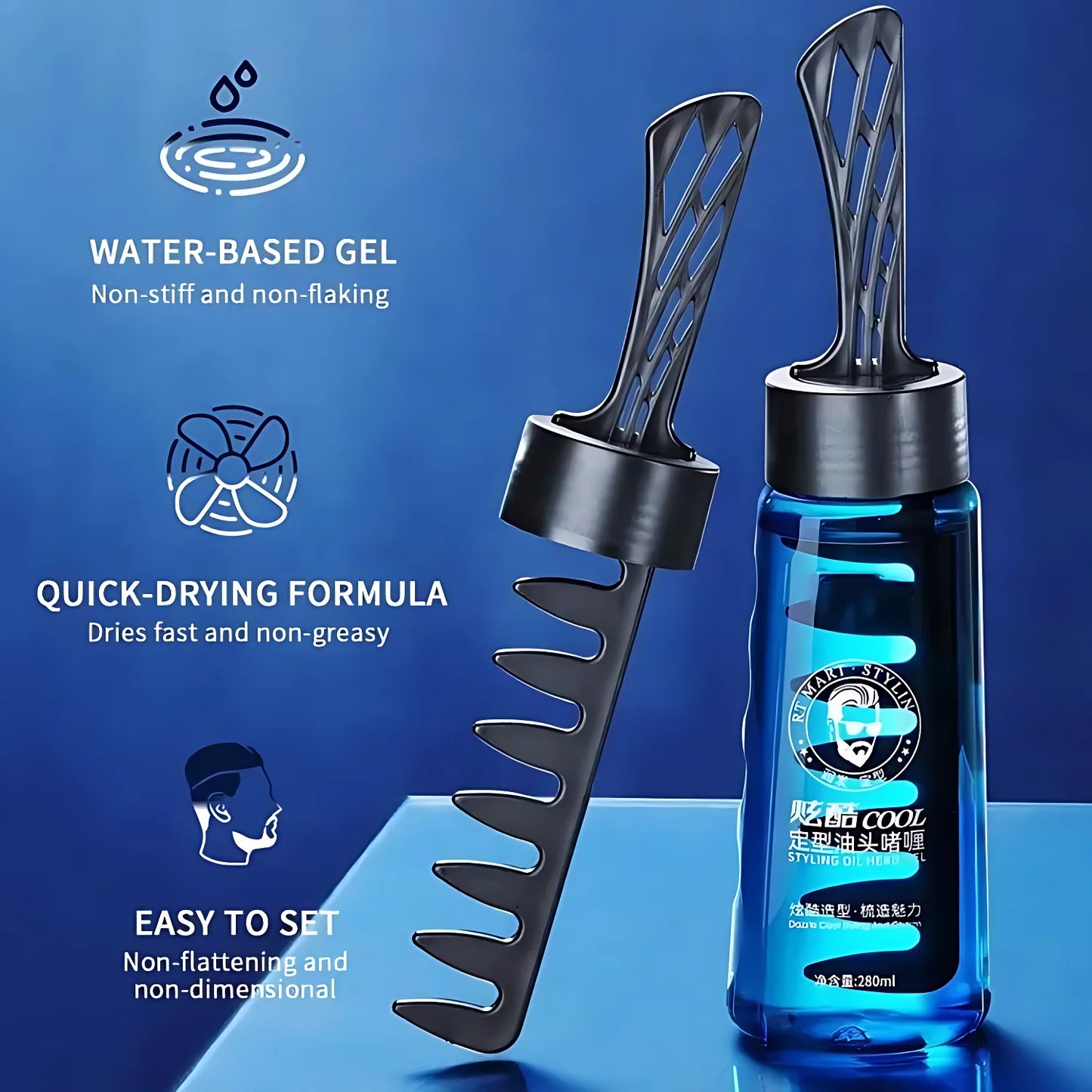 VEZE Cool Styling Hair Gel With Comb Applicator